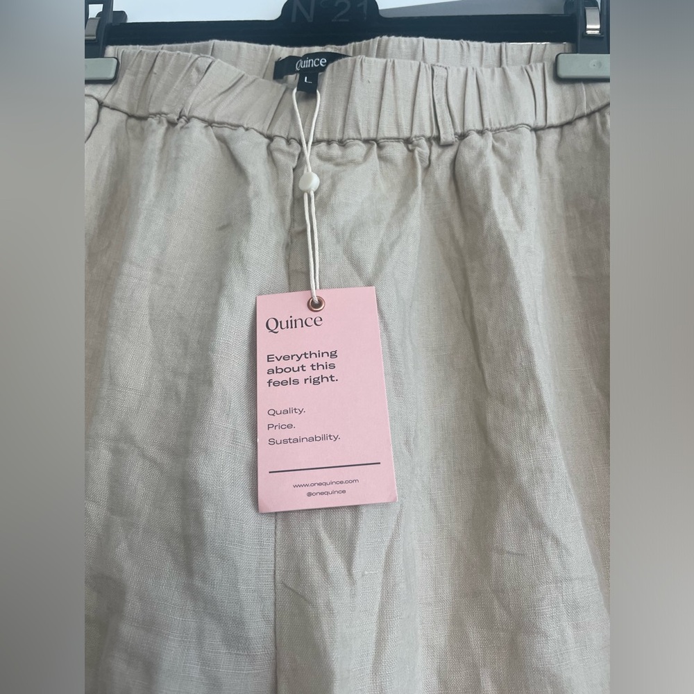 Quince New 100% European Linen Pants Beige L - Picture 7 of 8